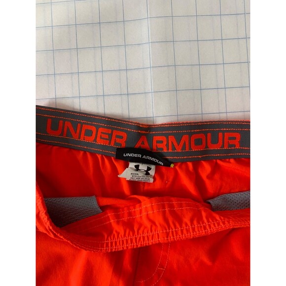 Boys XL Shorts Under Armour Orange Athletic Pockets Lightweight Cargo - Picture 6 of 10